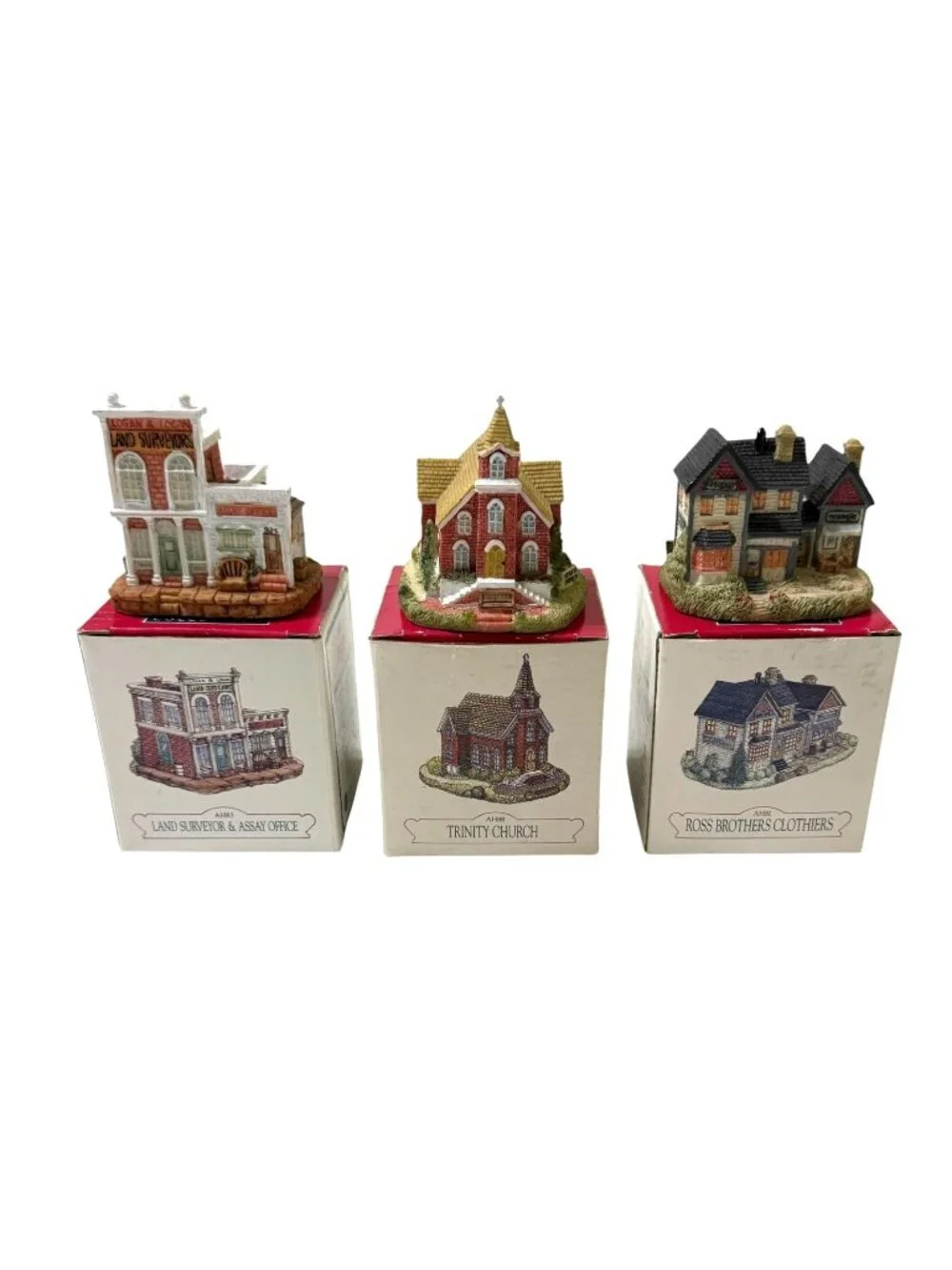 Lot of 3 Liberty Falls Village The Americana Collection 1990's Boxed Vintage